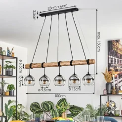 Koyoto Suspension, Boule lumineuse, Suspension Écru, Noir, 5 lumières