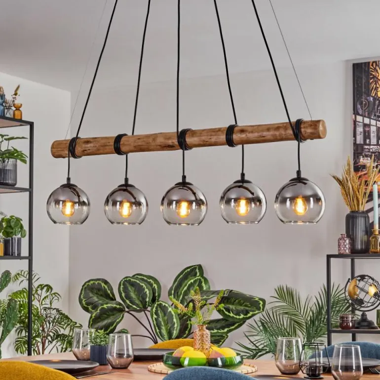 Koyoto Suspension, Boule lumineuse, Suspension Écru, Noir, 5 lumières