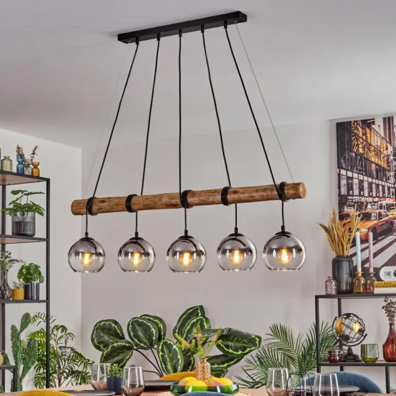 Koyoto Suspension, Boule lumineuse, Suspension Écru, Noir, 5 lumières