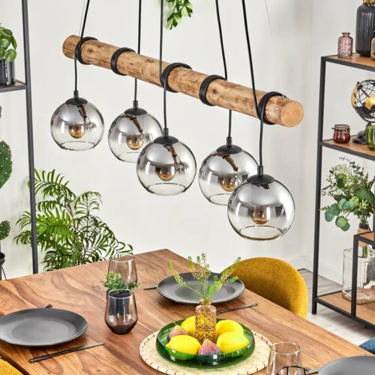 Koyoto Suspension, Boule lumineuse, Suspension Écru, Noir, 5 lumières