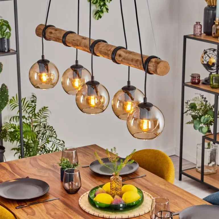 Koyoto Suspension, Boule lumineuse, Suspension Écru, Noir, 5 lumières