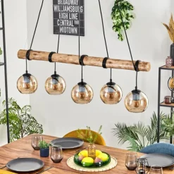 Koyoto Suspension, Boule lumineuse, Suspension Écru, Noir, 5 lumières