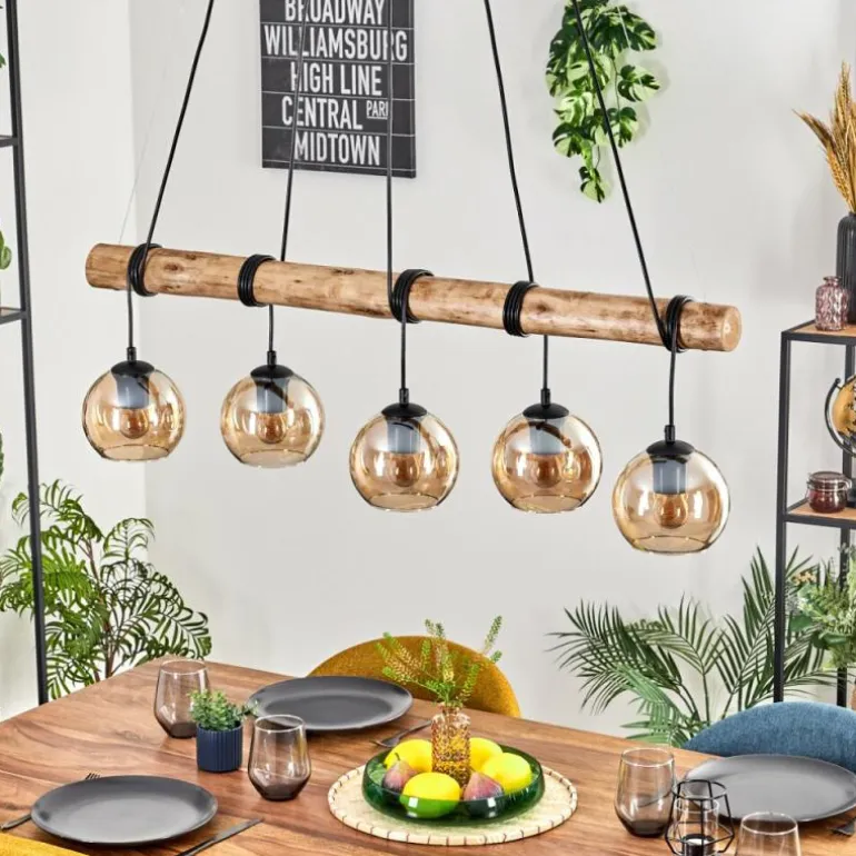 Koyoto Suspension, Boule lumineuse, Suspension Écru, Noir, 5 lumières