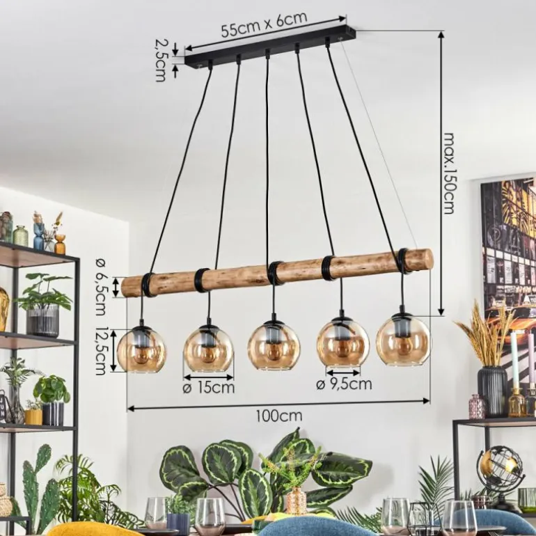 Koyoto Suspension, Boule lumineuse, Suspension Écru, Noir, 5 lumières