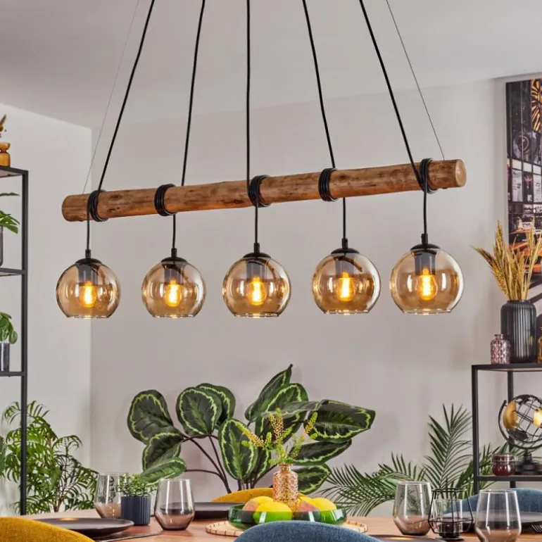 Koyoto Suspension, Boule lumineuse, Suspension Écru, Noir, 5 lumières