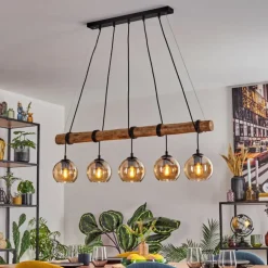 Koyoto Suspension, Boule lumineuse, Suspension Écru, Noir, 5 lumières