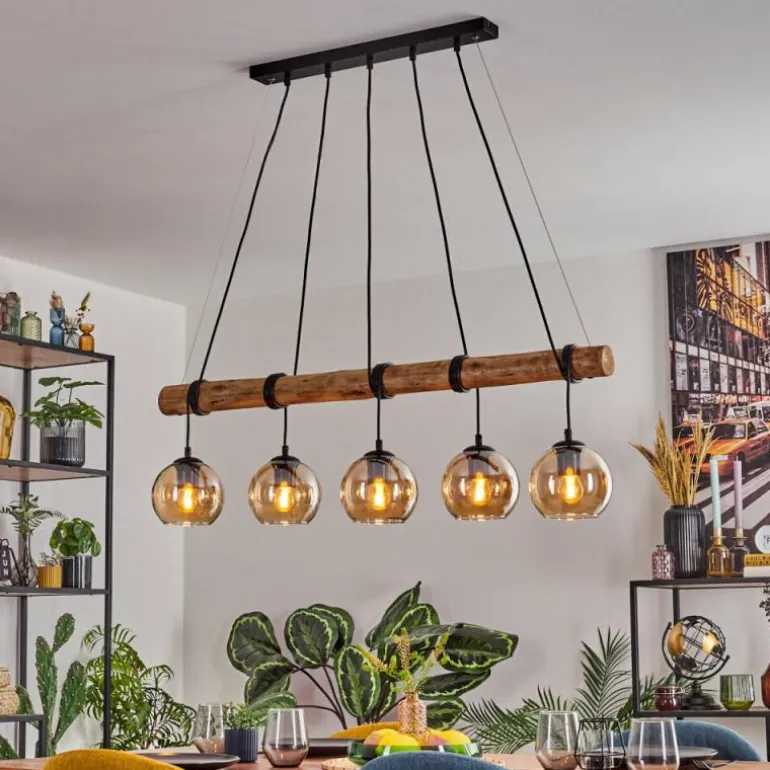 Koyoto Suspension, Boule lumineuse, Suspension Écru, Noir, 5 lumières