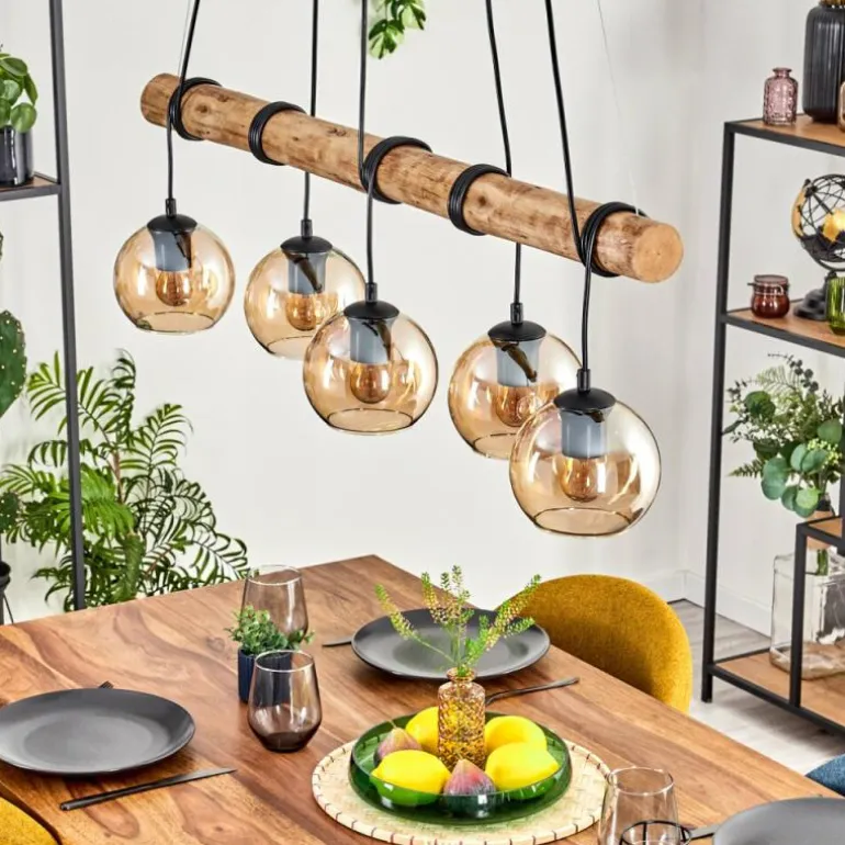 Koyoto Suspension, Boule lumineuse, Suspension Écru, Noir, 5 lumières