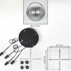 Koyoto Suspension, Boule lumineuse, Suspension Clair, Fumé, 4 lumières