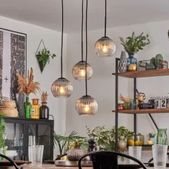 Koyoto Suspension, Boule lumineuse, Suspension Clair, Fumé, 4 lumières