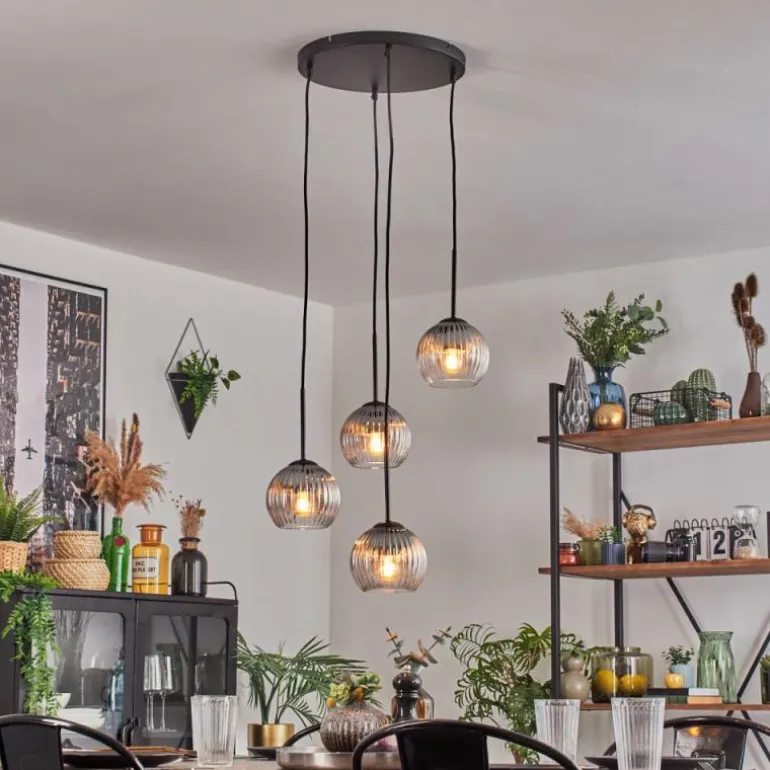 Koyoto Suspension, Boule lumineuse, Suspension Clair, Fumé, 4 lumières