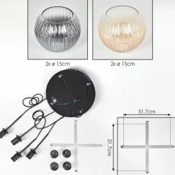 Koyoto Suspension, Boule lumineuse, Suspension Ambre, Clair, Fumé, 4 lumières