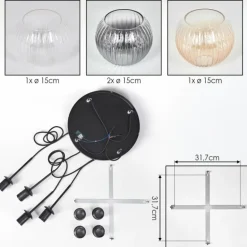 Koyoto Suspension, Boule lumineuse, Suspension Ambre, Clair, Fumé, 4 lumières