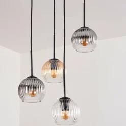 Koyoto Suspension, Boule lumineuse, Suspension Ambre, Clair, Fumé, 4 lumières