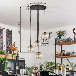 Koyoto Suspension, Boule lumineuse, Suspension Ambre, Clair, 4 lumières