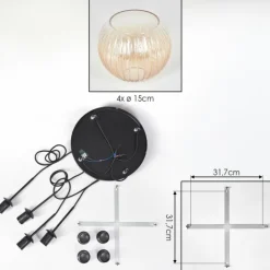 Koyoto Suspension, Boule lumineuse, Suspension Ambre, Clair, 4 lumières