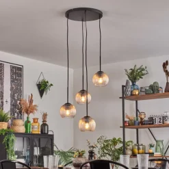 Koyoto Suspension, Boule lumineuse, Suspension Ambre, Clair, 4 lumières