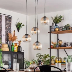 Koyoto Suspension, Boule lumineuse, Suspension Ambre, Clair, 4 lumières