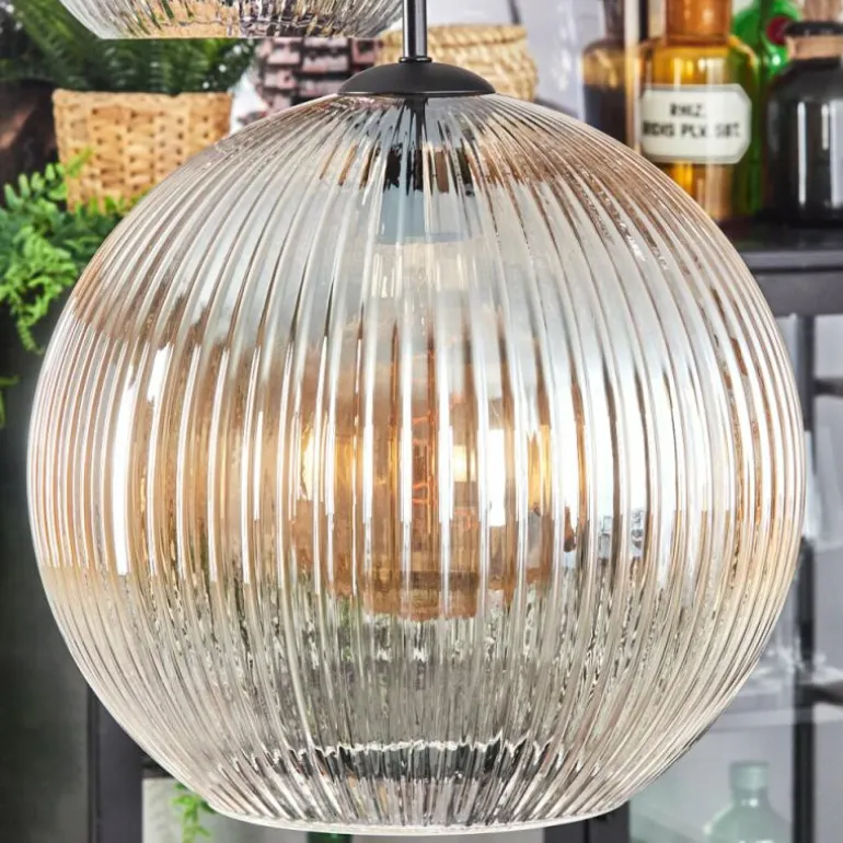 Koyoto Suspension, Boule lumineuse, Suspension Ambre, Clair, Fumé, 4 lumières