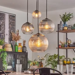 Koyoto Suspension, Boule lumineuse, Suspension Ambre, Clair, Fumé, 4 lumières