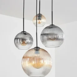 Koyoto Suspension, Boule lumineuse, Suspension Ambre, Clair, Fumé, 4 lumières