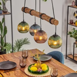 Koyoto Suspension, Boule lumineuse, Suspension Écru, Noir, 4 lumières