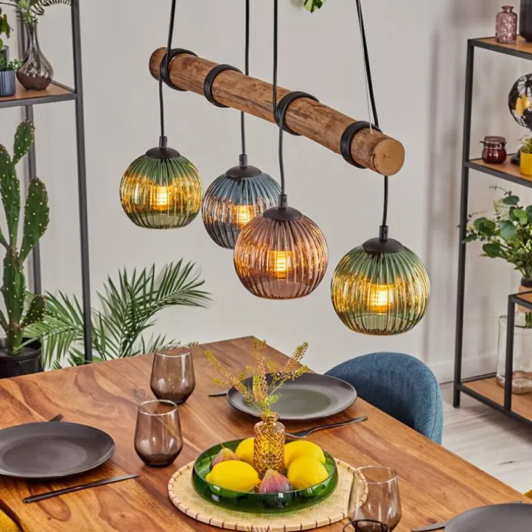 Koyoto Suspension, Boule lumineuse, Suspension Écru, Noir, 4 lumières
