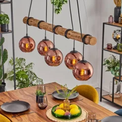 Koyoto Suspension, Boule lumineuse, Suspension Écru, Noir, 5 lumières