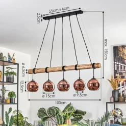Koyoto Suspension, Boule lumineuse, Suspension Écru, Noir, 5 lumières