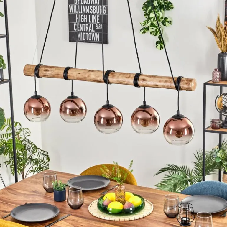 Koyoto Suspension, Boule lumineuse, Suspension Écru, Noir, 5 lumières