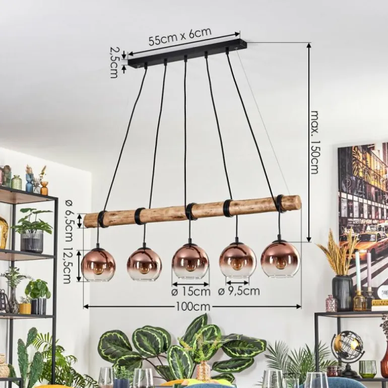 Koyoto Suspension, Boule lumineuse, Suspension Écru, Noir, 5 lumières