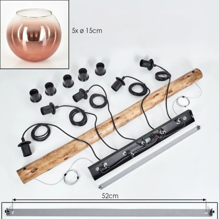 Koyoto Suspension, Boule lumineuse, Suspension Écru, Noir, 5 lumières