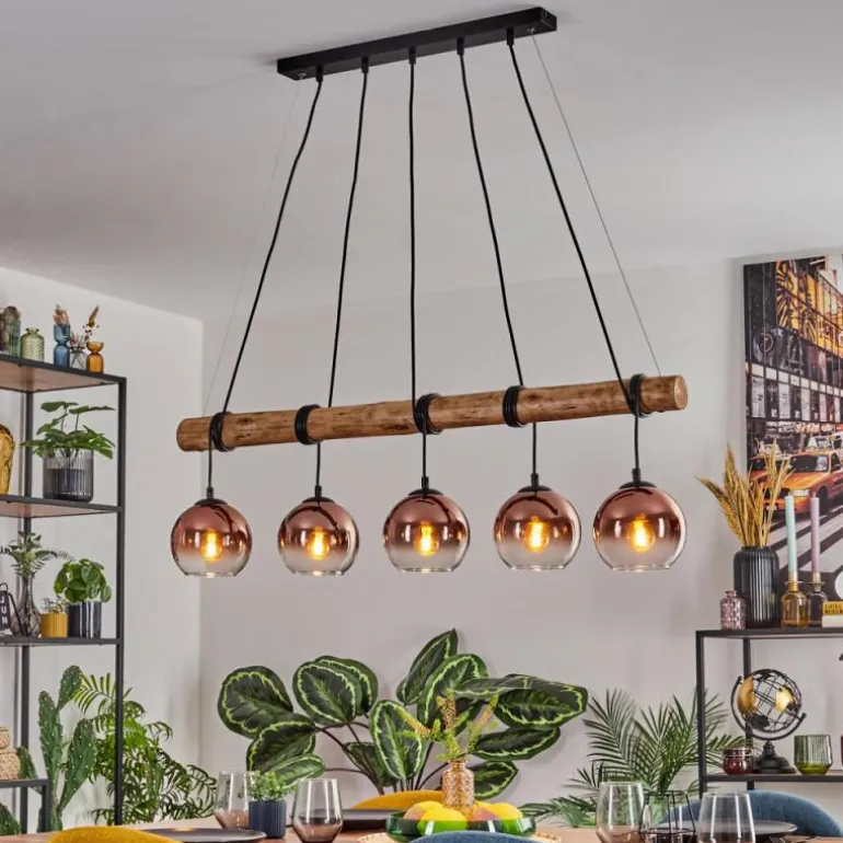 Koyoto Suspension, Boule lumineuse, Suspension Écru, Noir, 5 lumières
