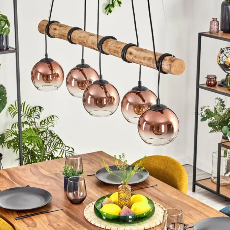 Koyoto Suspension, Boule lumineuse, Suspension Écru, Noir, 5 lumières