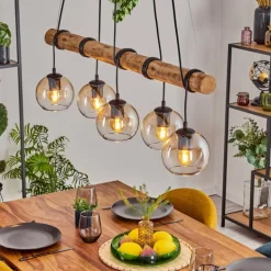 Koyoto Suspension, Boule lumineuse, Suspension Écru, Noir, 5 lumières