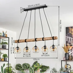 Koyoto Suspension, Boule lumineuse, Suspension Écru, Noir, 5 lumières