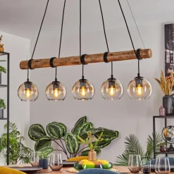 Koyoto Suspension, Boule lumineuse, Suspension Écru, Noir, 5 lumières
