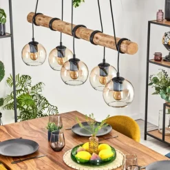 Koyoto Suspension, Boule lumineuse, Suspension Écru, Noir, 5 lumières
