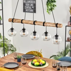 Koyoto Suspension, Boule lumineuse, Suspension Écru, Noir, 5 lumières
