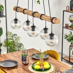 Koyoto Suspension, Boule lumineuse, Suspension Écru, Noir, 5 lumières