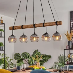 Koyoto Suspension, Boule lumineuse, Suspension Écru, Noir, 5 lumières