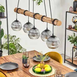 Koyoto Suspension, Boule lumineuse, Suspension Écru, Noir, 5 lumières