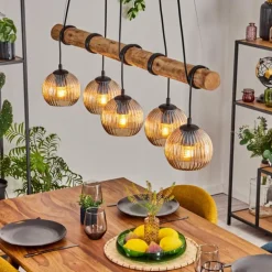 Koyoto Suspension, Boule lumineuse, Suspension Écru, Noir, 5 lumières
