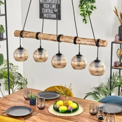 Koyoto Suspension, Boule lumineuse, Suspension Écru, Noir, 5 lumières