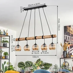 Koyoto Suspension, Boule lumineuse, Suspension Écru, Noir, 5 lumières