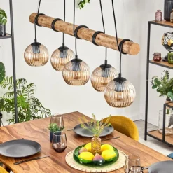 Koyoto Suspension, Boule lumineuse, Suspension Écru, Noir, 5 lumières
