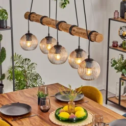 Koyoto Suspension, Boule lumineuse, Suspension Écru, Noir, 5 lumières