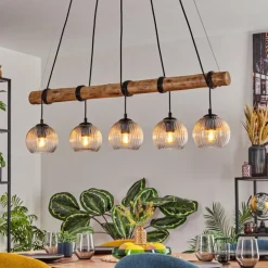 Koyoto Suspension, Boule lumineuse, Suspension Écru, Noir, 5 lumières
