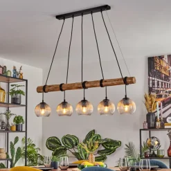 Koyoto Suspension, Boule lumineuse, Suspension Écru, Noir, 5 lumières