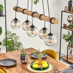 Koyoto Suspension, Boule lumineuse, Suspension Écru, Noir, 5 lumières